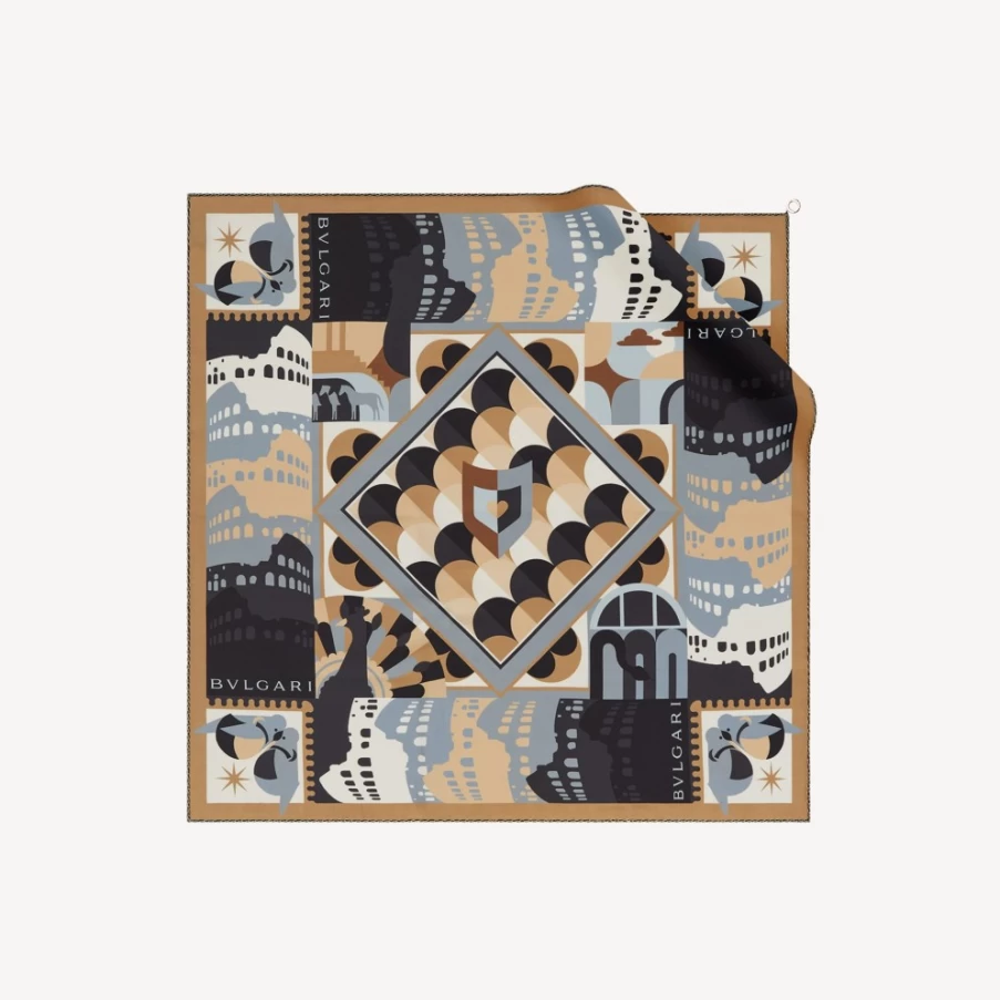 BVLGARI Women's Black Heritage Scarf - Luxury Silk Fashion Accessory