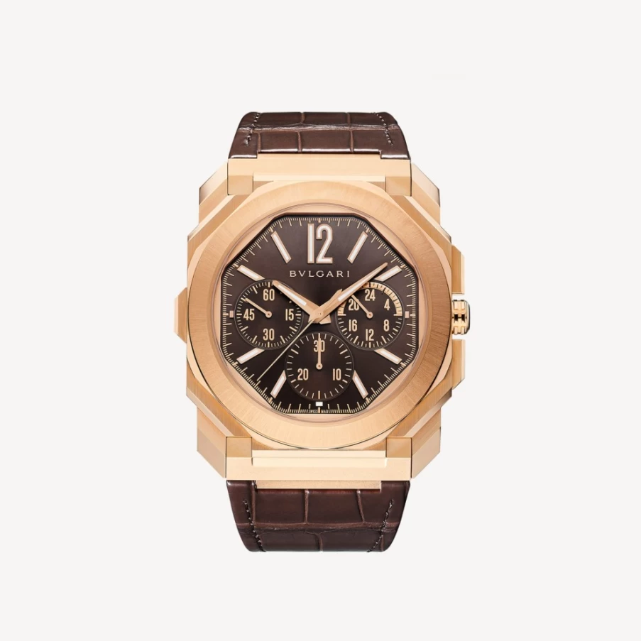 BVLGARI Octo Finissimo Men's Luxury Watch in Brown & Gold - Ultra-Thin Automatic Timepiece