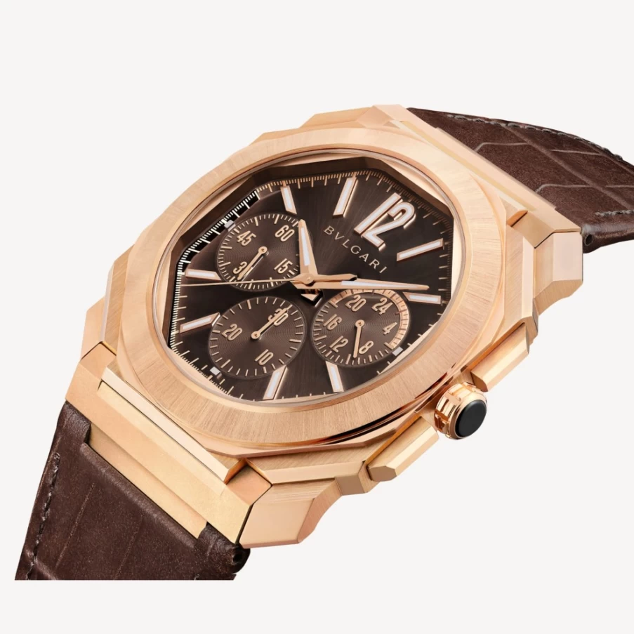 BVLGARI Octo Finissimo Men's Luxury Watch in Brown & Gold - Ultra-Thin Automatic Timepiece
