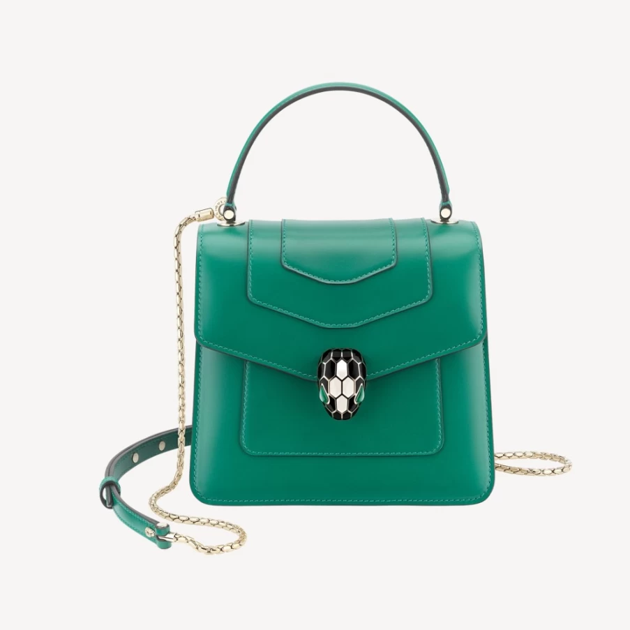 BVLGARI Serpenti Forever Green Top Handle Bag for Women