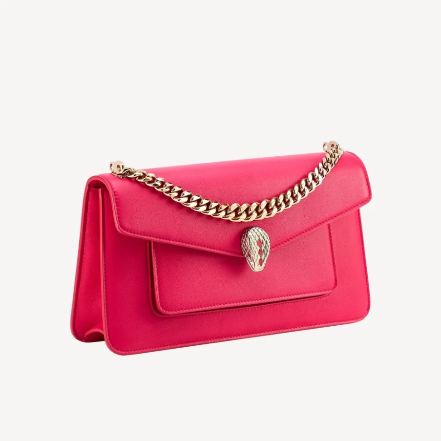 BVLGARI Serpenti Pink East-West Maxi Chain Shoulder Bag for Women