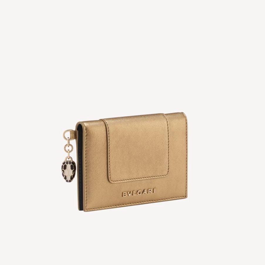 BVLGARI Serpenti Forever Gold Women's Card Holder Wallet Luxury Fashion Accessory