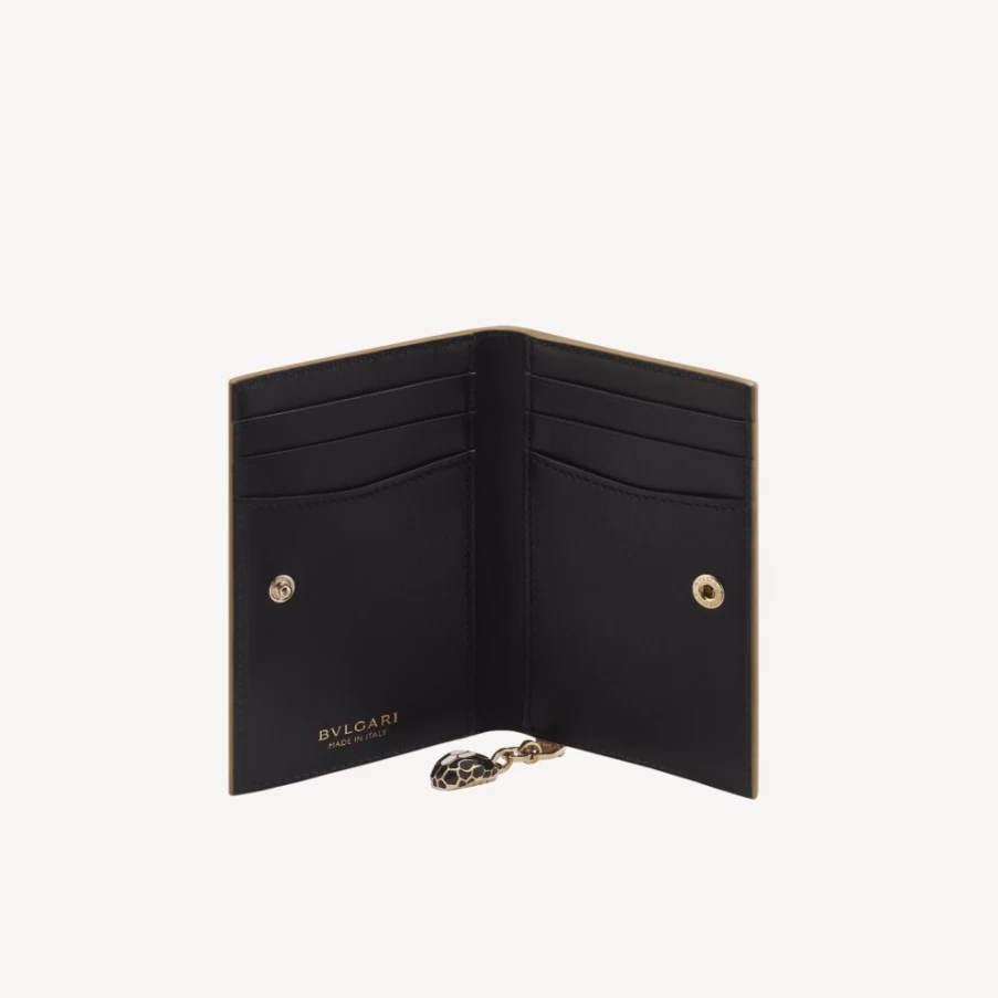 BVLGARI Serpenti Forever Gold Women's Card Holder Wallet Luxury Fashion Accessory