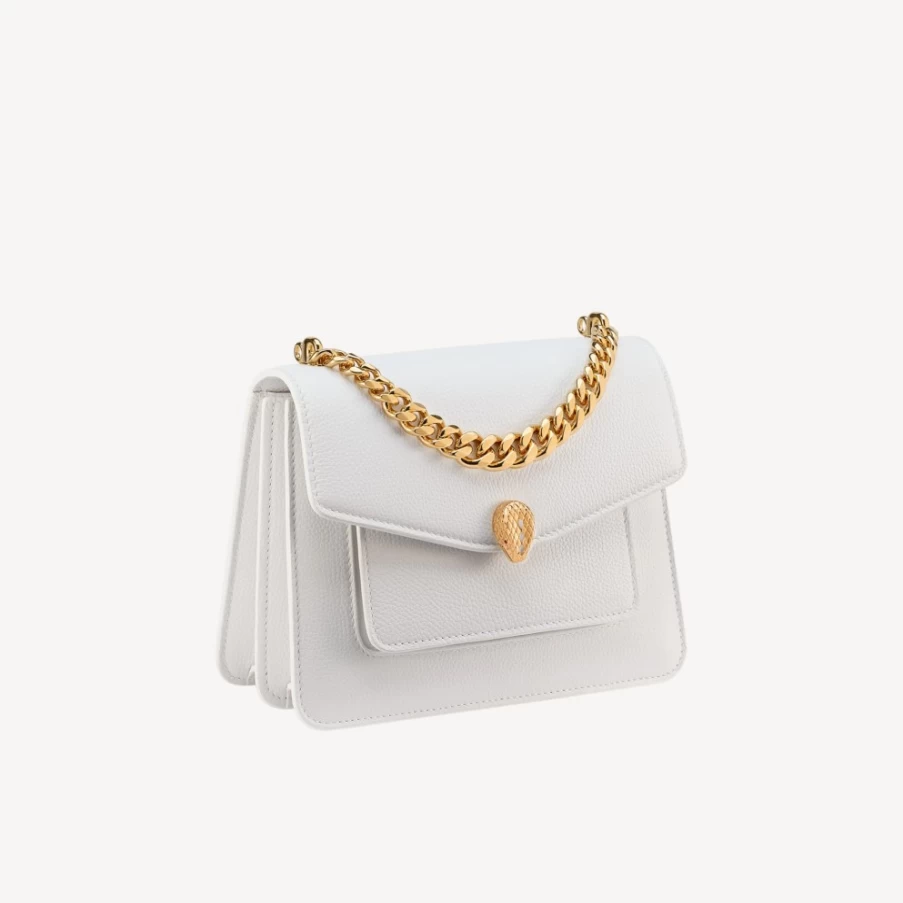 BVLGARI Serpenti Forever Maxi Chain Crossbody Bag in White for Women