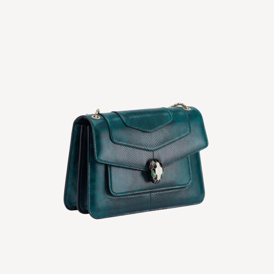 BVLGARI Serpenti Forever Green Shoulder Bag for Women | Luxury Designer Handbag
