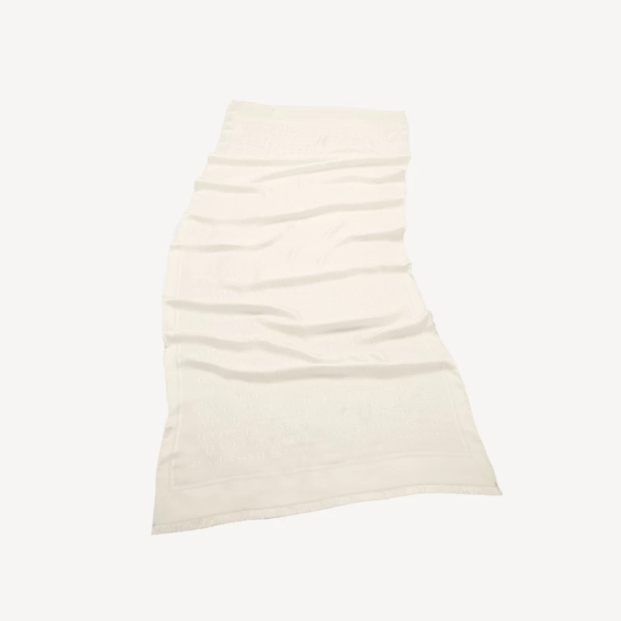 BVLGARI Women's White Logomania Stole - Luxury Cashmere Scarf