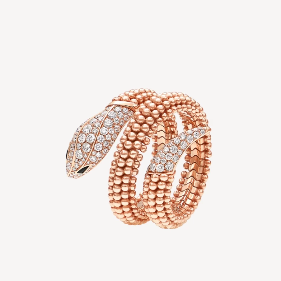 BVLGARI Serpenti Black Diamond Ring | Luxury Snake Jewelry Collection