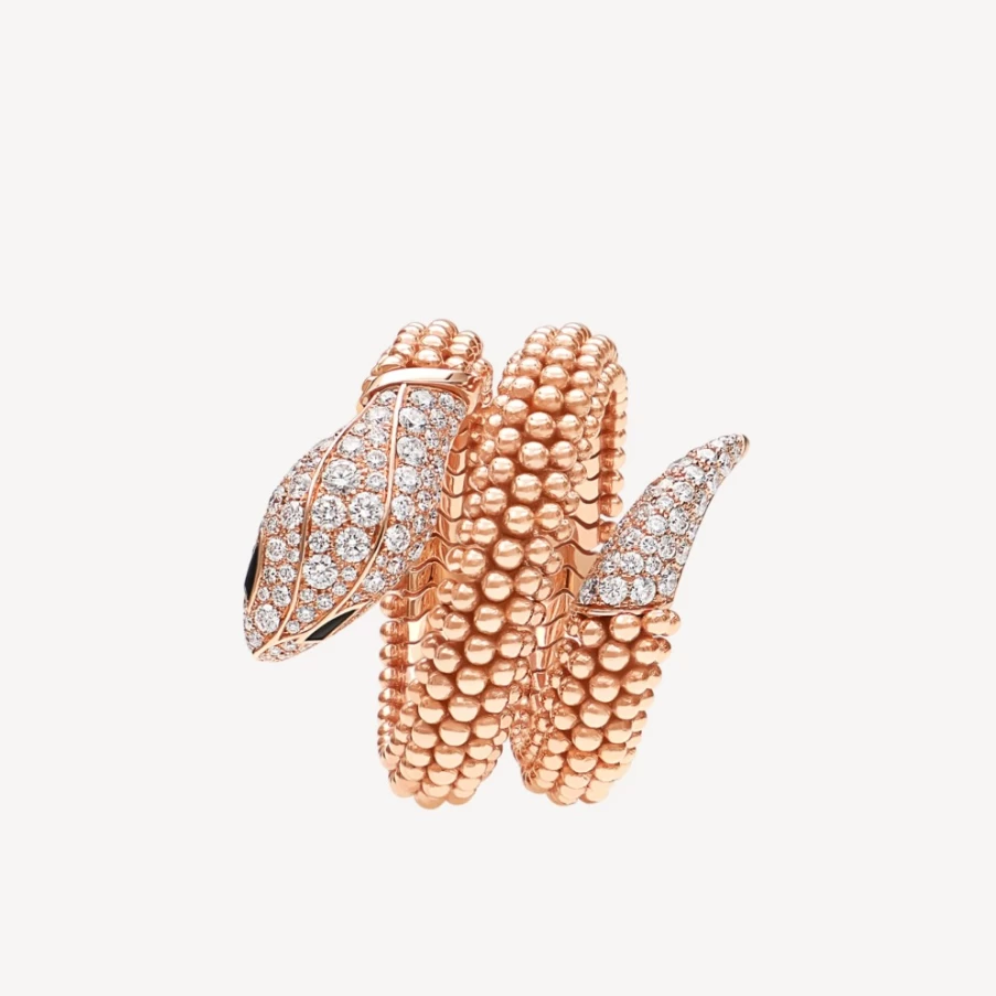 BVLGARI Serpenti Black Diamond Ring | Luxury Snake Jewelry Collection