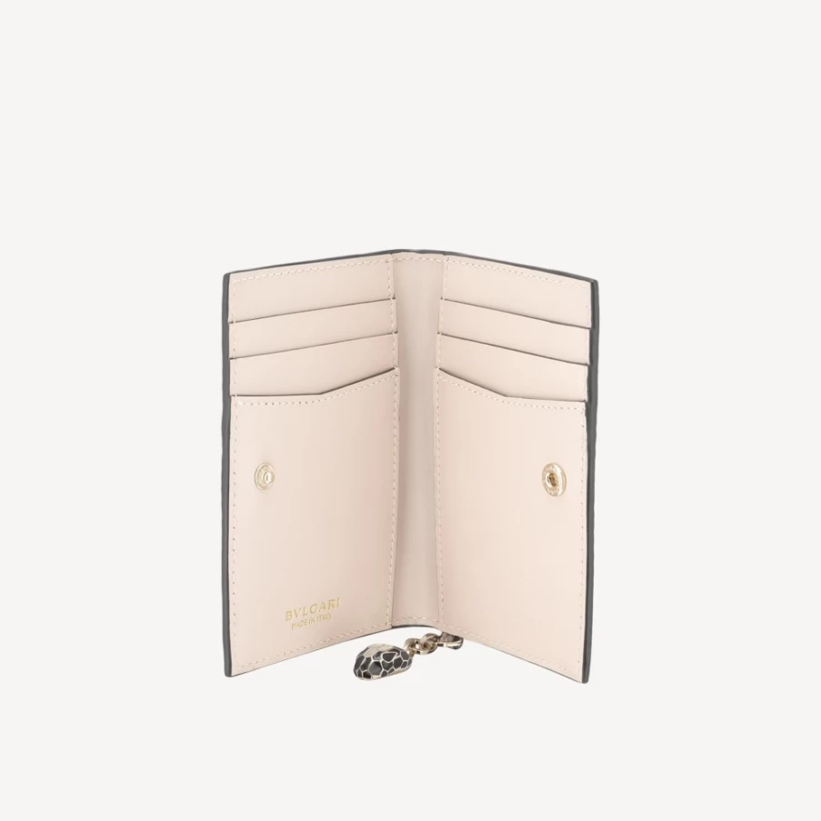 BVLGARI Serpenti Forever Beige Leather Card Holder for Women