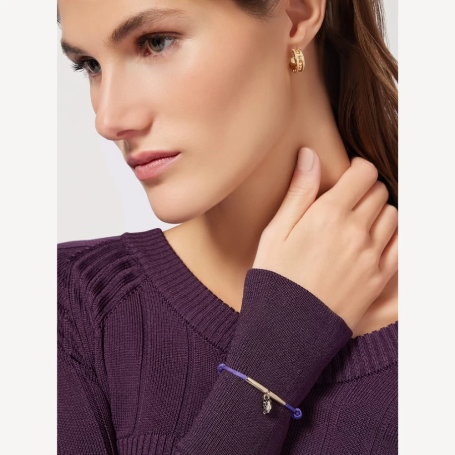 BVLGARI Serpenti Forever Purple Leather Bracelet for Women | Luxury Snake Design