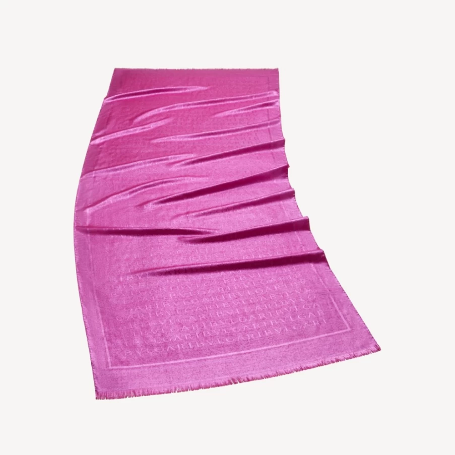 BVLGARI Women's Pink Logomania Stole - Luxury Cashmere Scarf
