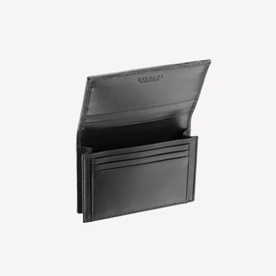 BVLGARI Bvlgari Man Black Leather Business Card Holder for Men