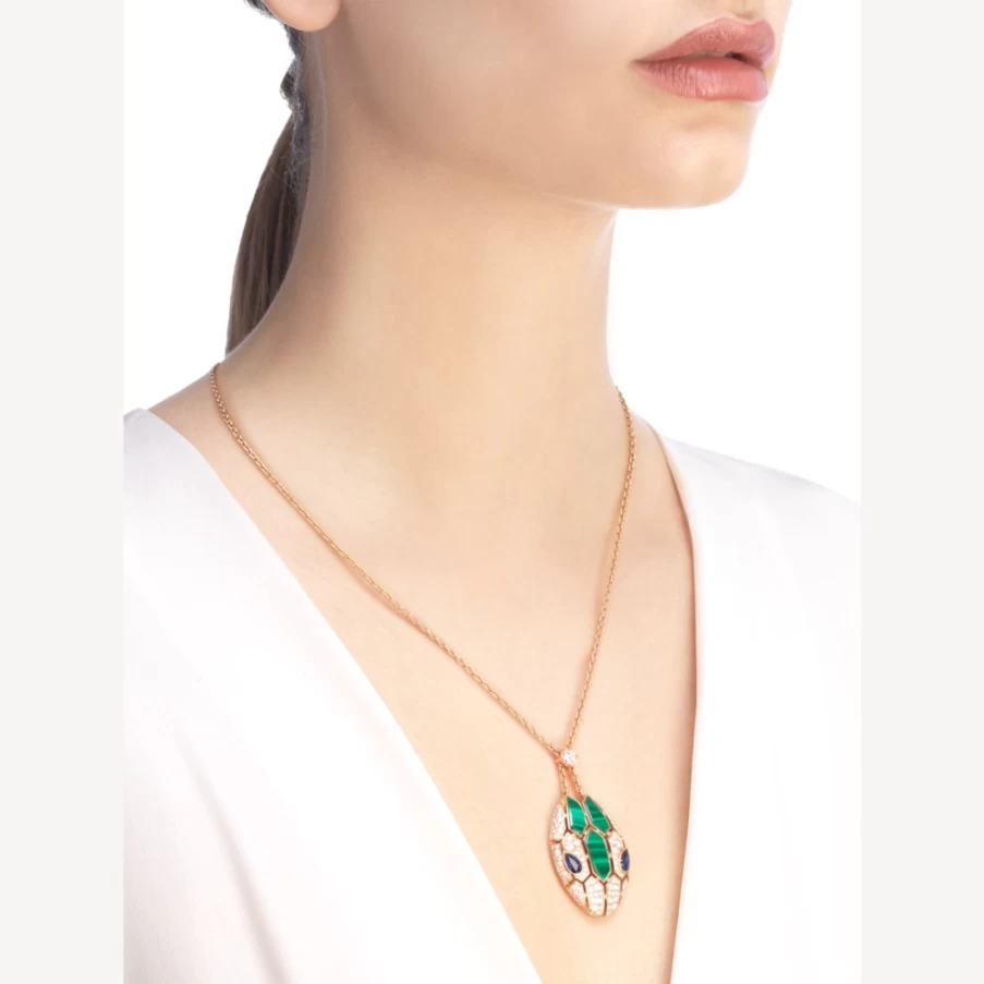BVLGARI Serpenti Blue Green Gemstone Necklace | Luxury Snake Jewelry
