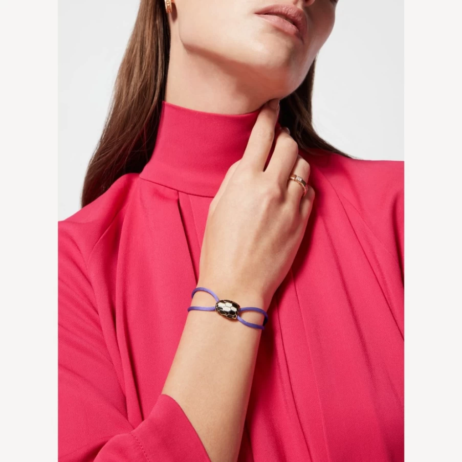 BVLGARI Serpenti Forever Purple Leather Bracelet for Women | Luxury Snake Design