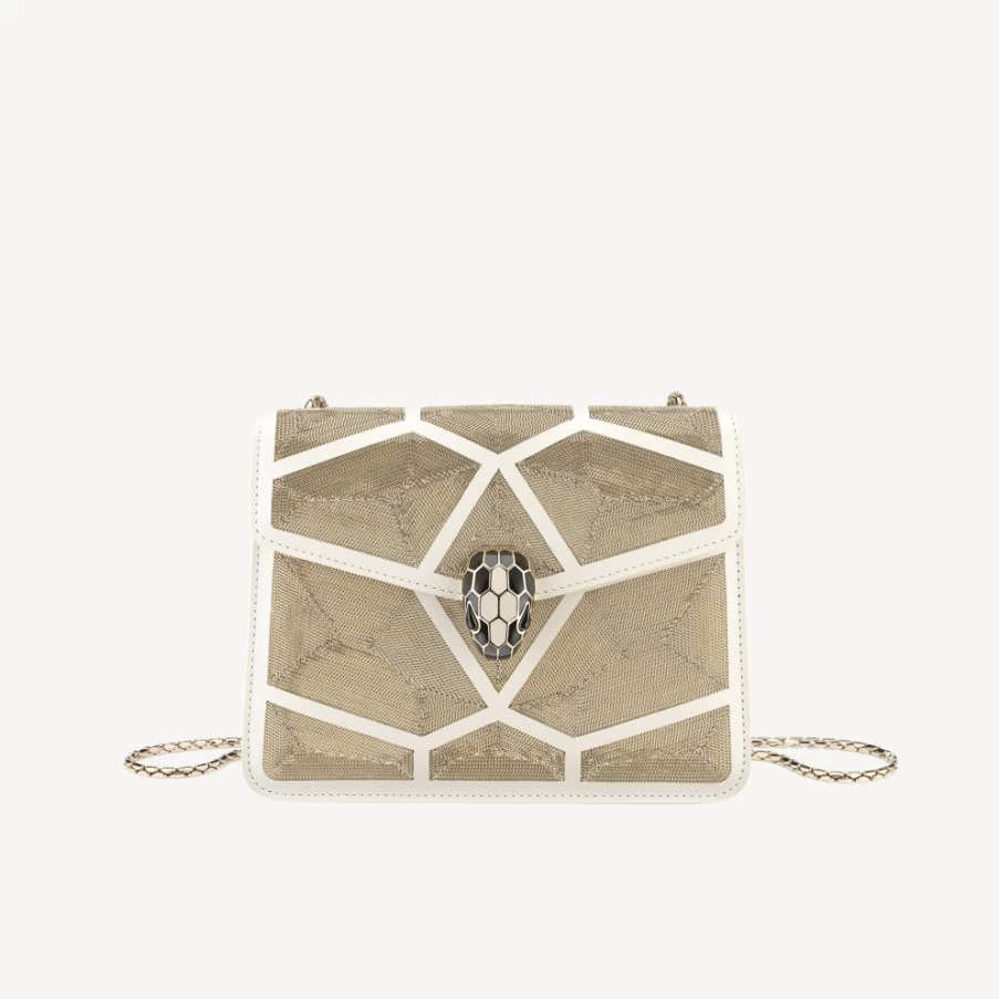 BVLGARI Serpenti Forever White Crossbody Bag for Women | Luxury Designer Handbag