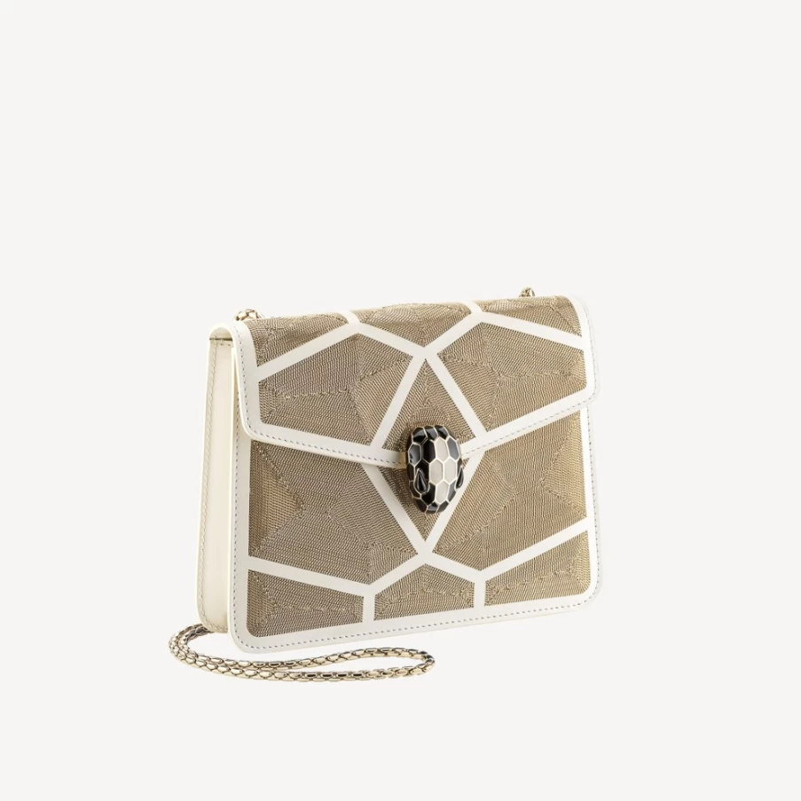 BVLGARI Serpenti Forever White Crossbody Bag for Women | Luxury Designer Handbag