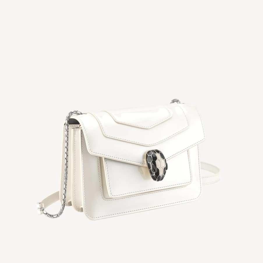 BVLGARI Serpenti Forever White Crossbody Bag for Women | Luxury Designer Handbag