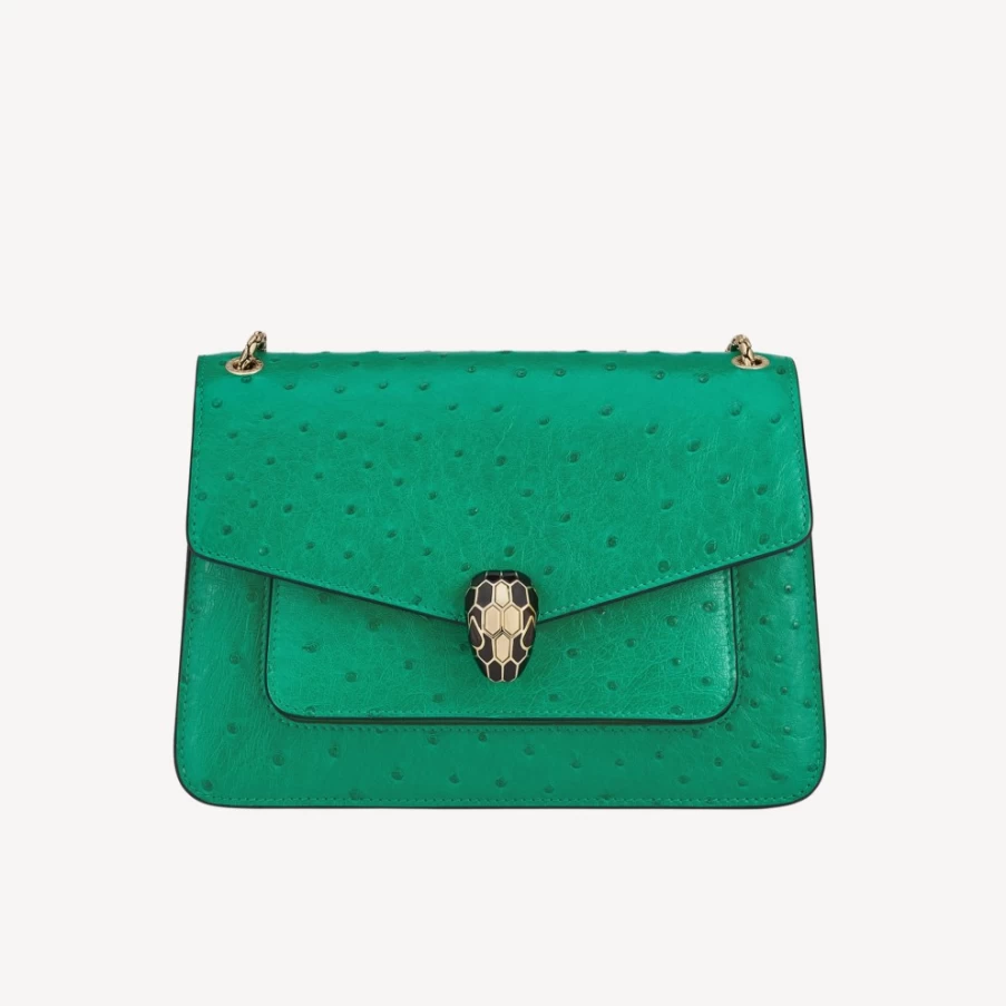 BVLGARI Serpenti Forever Green Shoulder Bag for Women | Luxury Designer Handbag