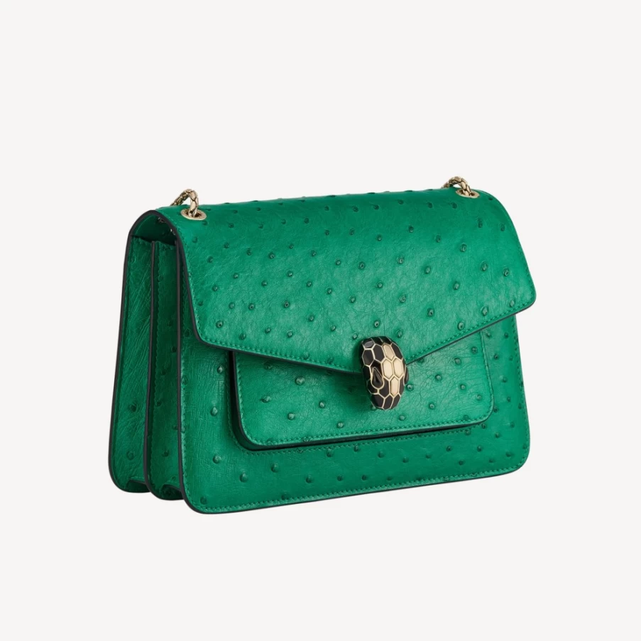 BVLGARI Serpenti Forever Green Shoulder Bag for Women | Luxury Designer Handbag