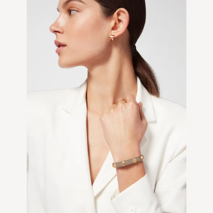 BVLGARI Serpenti Forever Grey Leather Bracelet for Women