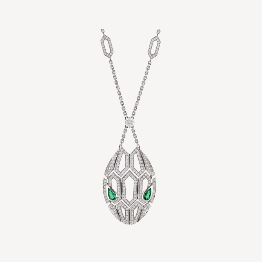 BVLGARI Serpenti Green Necklace | Luxury Snake Design Jewelry