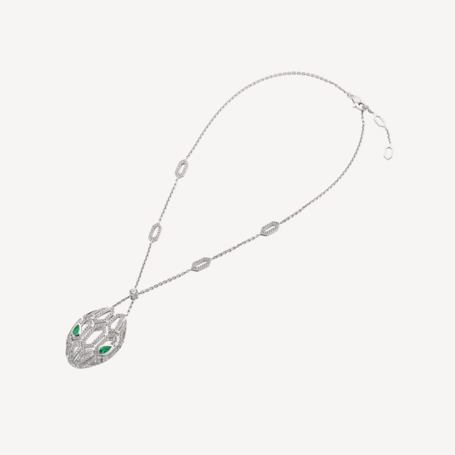 BVLGARI Serpenti Green Necklace | Luxury Snake Design Jewelry
