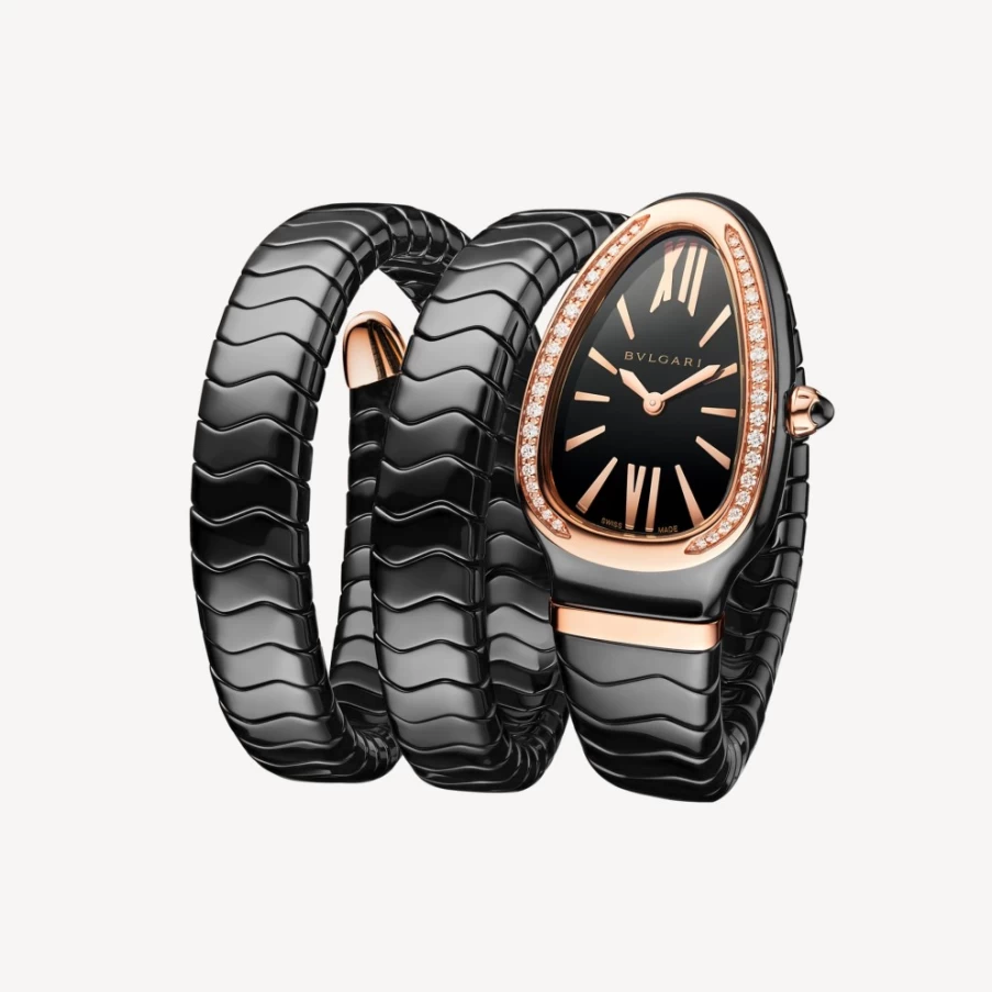 BVLGARI Serpenti Spiga Black Watch for Women | Luxury Italian Timepiece