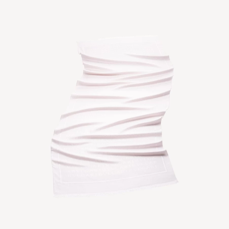 BVLGARI Women's White Logomania Stole - Luxury Cashmere Scarf