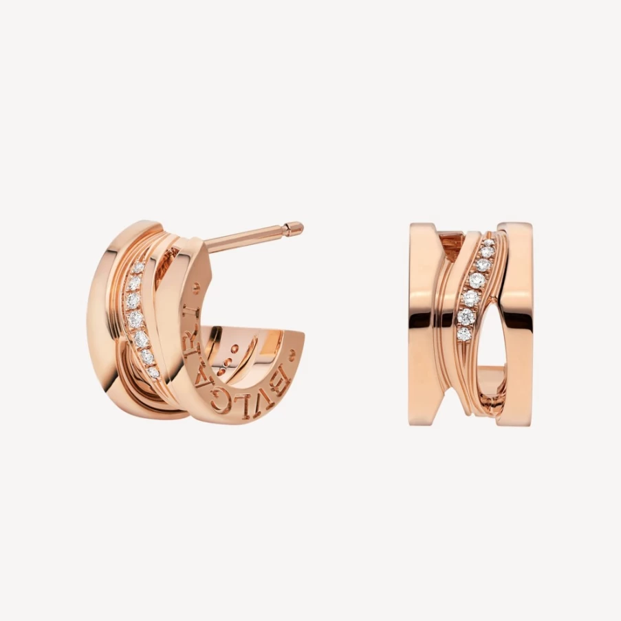 BVLGARI B.Zero1 18K Gold Diamond Hoop Earrings | Luxury Italian Jewelry