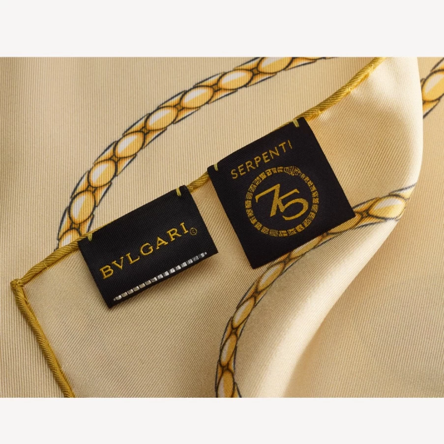 BVLGARI Serpenti 75 White Silk Scarf for Women - Luxury Designer Fashion Accessory