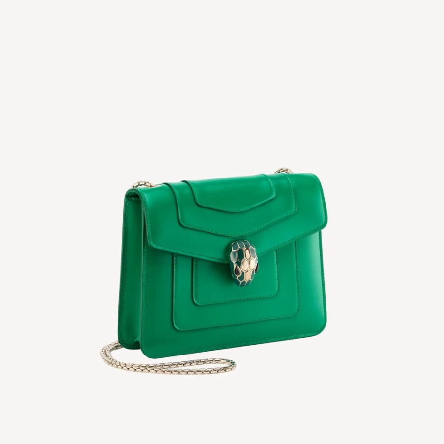 BVLGARI Serpenti Forever Green Crossbody Bag for Women | Luxury Leather Handbag