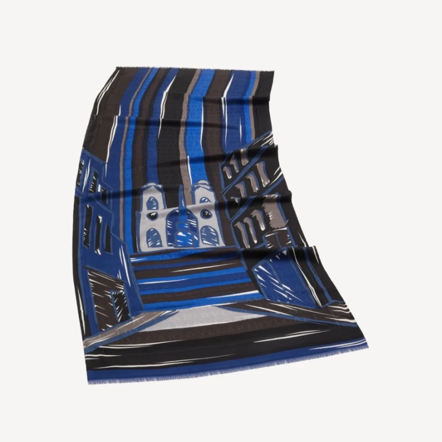 BVLGARI Women's Black Logomania Stole - Luxury Cashmere Scarf