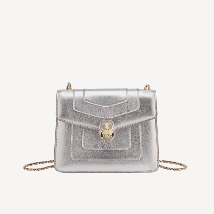 BVLGARI Serpenti Forever Women's Silver Crossbody Bag