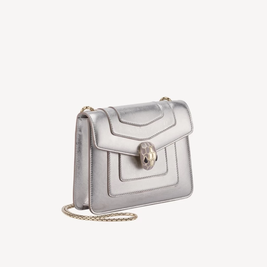 BVLGARI Serpenti Forever Women's Silver Crossbody Bag
