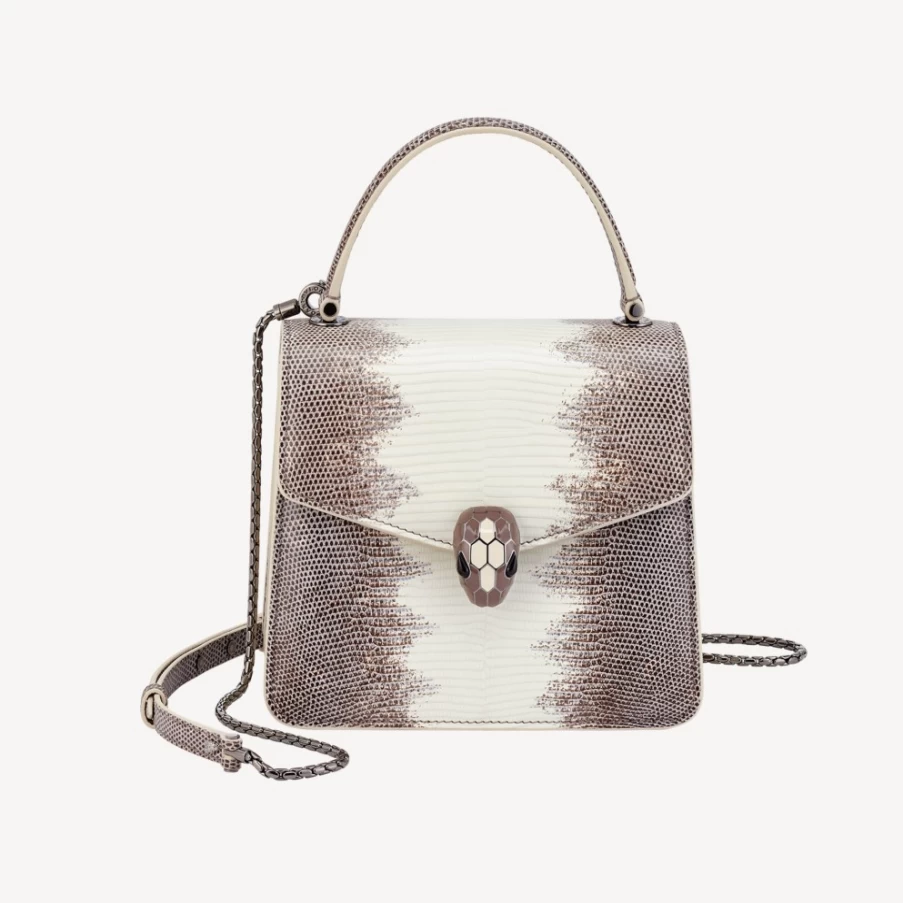 BVLGARI Serpenti Forever White Top Handle Bag for Women