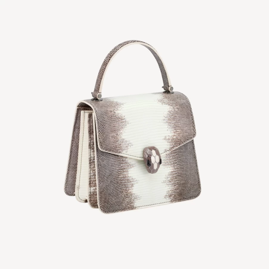 BVLGARI Serpenti Forever White Top Handle Bag for Women