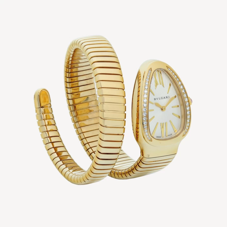 BVLGARI Serpenti Tubogas Women's Watch in Yellow, White & Gold | Luxury Snake Design