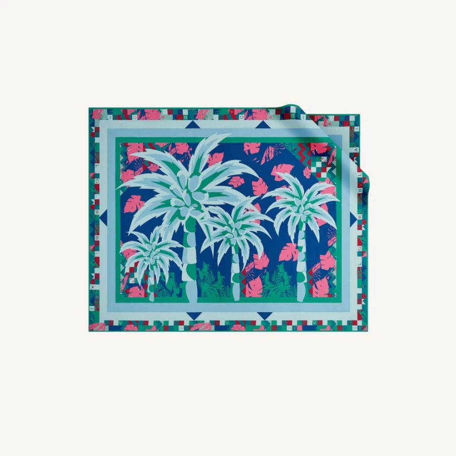BVLGARI Women's Blue Heritage Sarong - Luxury Beach Wrap & Resort Wear
