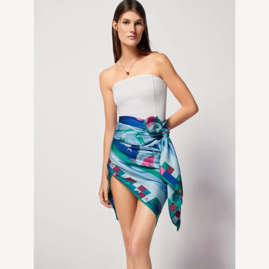 BVLGARI Women's Blue Heritage Sarong - Luxury Beach Wrap & Resort Wear