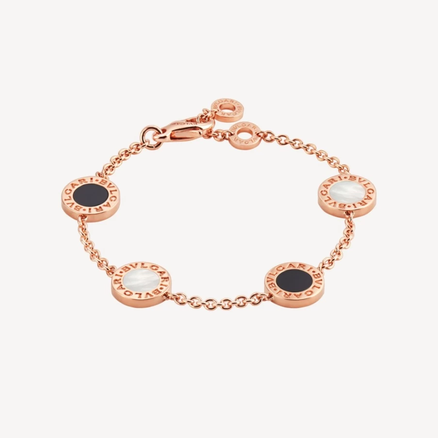 BVLGARI BVLGARI Black and White Leather Bracelet for Men and Women