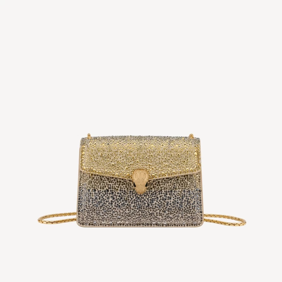 BVLGARI Serpenti Forever Light Gold Mini Crossbody Bag for Women