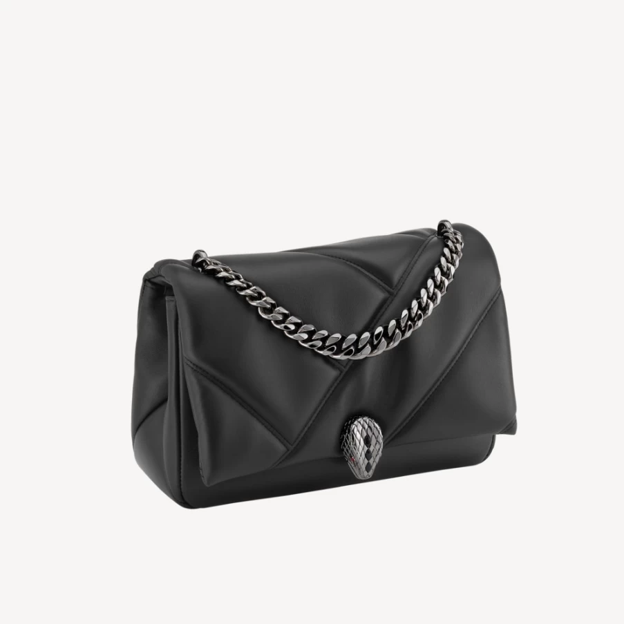 BVLGARI Serpenti Black Cabochon Crossbody Bag for Women