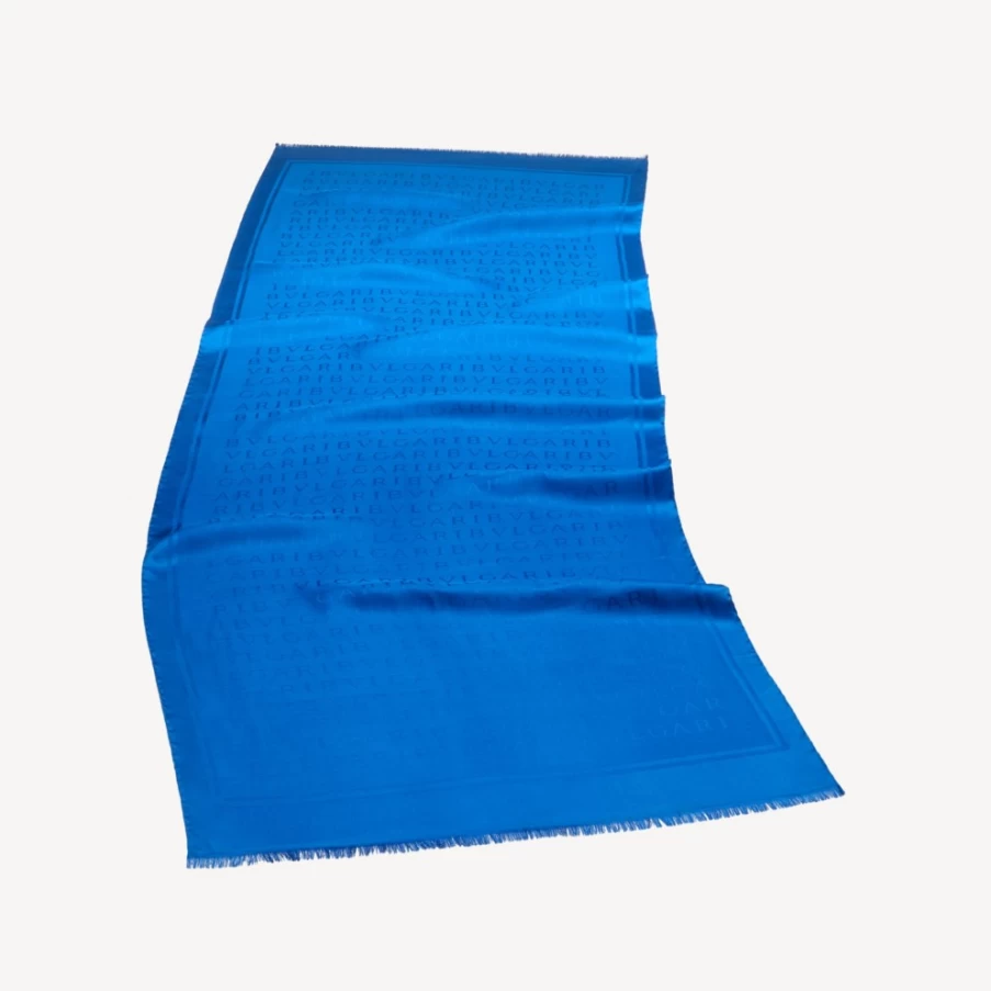 BVLGARI Women's Blue Logomania Stole - Luxury Cashmere Scarf