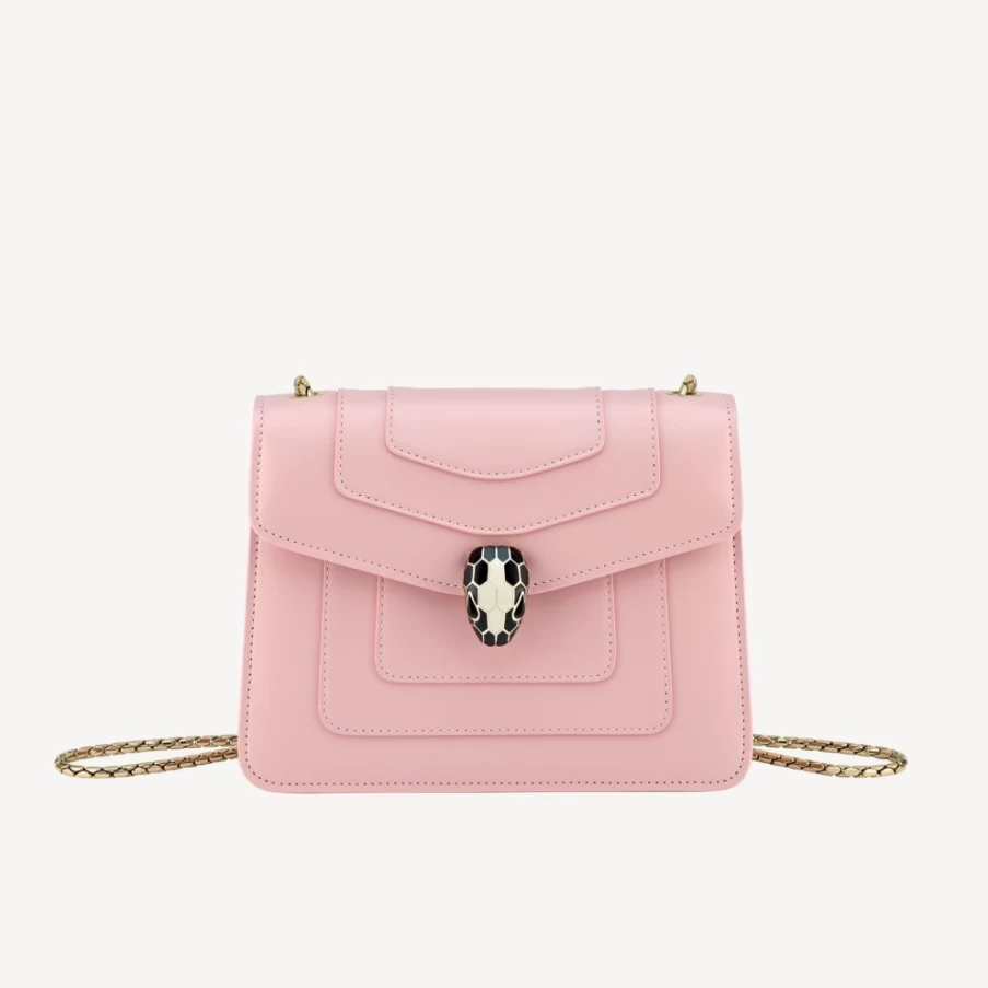 BVLGARI Serpenti Forever Pink Crossbody Bag for Women | Luxury Leather Handbag