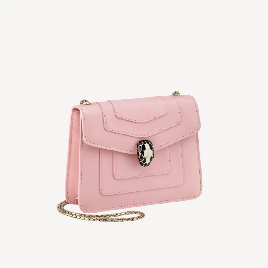 BVLGARI Serpenti Forever Pink Crossbody Bag for Women | Luxury Leather Handbag