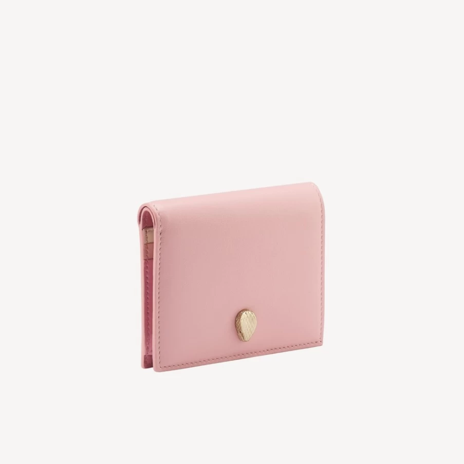 BVLGARI Serpenti Forever Pink Bifold Wallet for Women | Luxury Leather Wallet