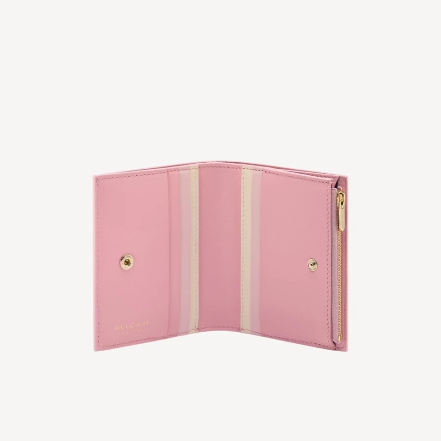 BVLGARI Serpenti Forever Pink Bifold Wallet for Women | Luxury Leather Wallet