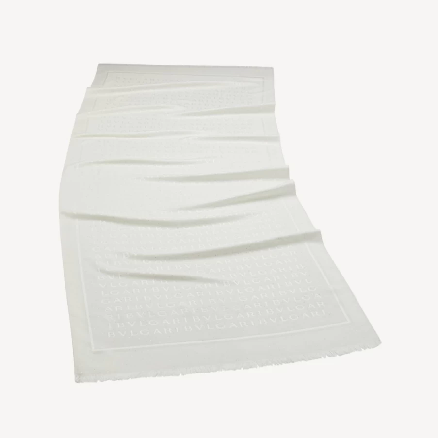 BVLGARI Women's White Logomania Stole - Luxury Cashmere Scarf