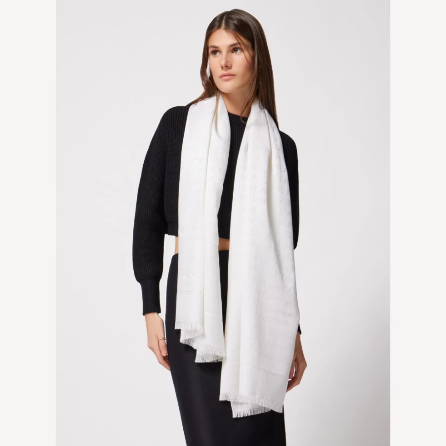 BVLGARI Women's White Logomania Stole - Luxury Cashmere Scarf