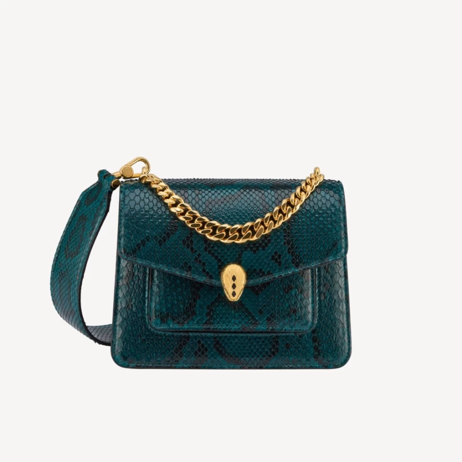 BVLGARI Serpenti Forever Maxi Chain Crossbody Bag for Women in Green